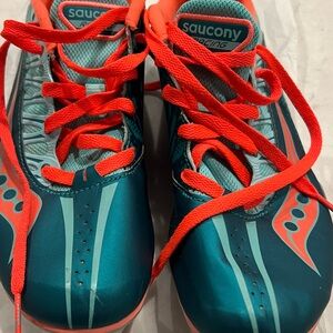 Saucony Running Track Shoes with spikes‎ - Teal and Red/Orange- Women’s Size 10